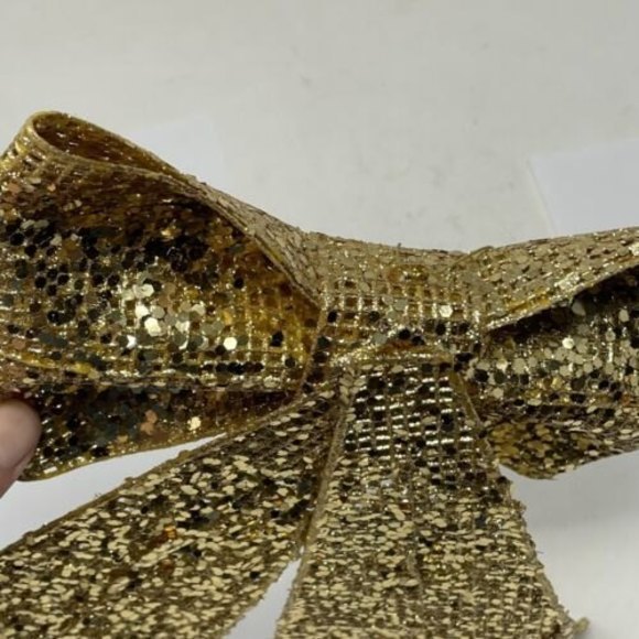 7.5” Gold Christmas Bow Decoration Or Packing The Gift Box Glitter Bow New‎ - Picture 11 of 11